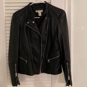 H&M black faux leather Moto Motorcycle Bike Jacket